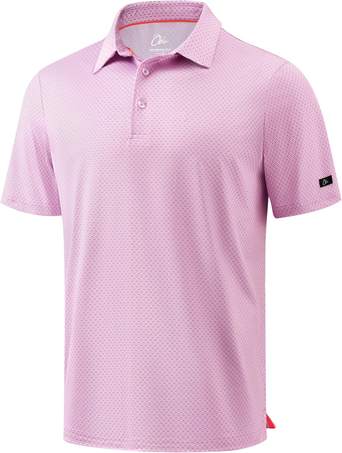 Obla Mens Golf Shirt Short Sleeve Dry Fit Moisture Wicking Performance Athletic Casual Print Collared Polo Shirts for Men