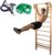 Wood Swedish Ladder with 11 Strategic Rods,Stall Bar,Withstands up to 150 KG(330 LB),Include Exercise Straps+Pull-Up Resistance Band+Pull-Up Bar,31.5”*86.6”,Wall Mounted,Stretching and Various Exercises,Indoor Home School Gym Fitness