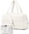 Gitus Carry On Duffle Gym Bag for Women Puffer Weekender Overnight Duffel Bag for Travel with Clear Toiletry Pouch Sport Yoga Fitness Essentials Gifts (Ivory)