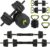 Adjustable Dumbbell and Kettlebell Set, 4 in 1, 44lbs/66lbs/88lbs Weight Used as Kettlebells, Barbell, Push up Stand for Home Gym, Green and Black, Round Head