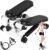 Steppers for Exercise at Home, Mini Stepper with Resistance Bands, Stair Stepper with 350 LBS Loading Capacity, Super Quiet Hydraulic Step Fitness Machines with LCD Monitor Black