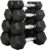 Fitvids Rubber Encased Hex Dumbbell Weight Set and Storage Rack, 5-20LB Pairs