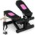 GYMAX Steppers for Exercise at Home, Hydraulic Mini Stair Stepper with Resistance Bands & LCD Monitor, Portable Under Desk Cardio Equipment Step Machine for Home Gym