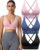 Evercute Women’s Sports Bras 3/4 Pack Adjustable Deep V Neck Bras Wireless Spaghetti Strap Criss Cross Padded Low Support Bra