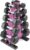 WF Athletic Supply 5-25Lb Rubber Coated Black Handle Hex Dumbbell Set with A Frame Storage Rack Non-Slip Hex Shape for Muscle Toning, Straight Handle, Pink Rack