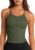 LASLULU Womens Sports Bra Seamless Long Crop Tank Racer Back Spaghetti Strap Workout Yoga Bra Padded Halter Neck Casual Tops