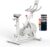 WONDER CORE Indoor Cycling Exercise Bike, WONDERCISE Bike – 13.2LB Flywheel, 32-Level Resistance, Silent Belt Drive, Bluetooth Connectivity, Tablet Holder, Adjustable Seat/Handlebars (White)