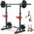 YYJO Adjustable Squat Rack | 550 LBS Heavy Duty, 8 Height & 10 Width Levels, 6-Position Safety Bumper, Home Gym Weight Lifting Stand, Strength Training