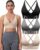 Evercute Women’s Sports Bras 3/4 Pack Adjustable Deep V Neck Bras Wireless Spaghetti Strap Criss Cross Padded Low Support Bra