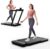 GYMAX Walking Pad, Dual LED Display Free Installation Running Machine w/Smart App/Remote Control & Bluetooth Speaker, 2 in 1 Foldable Portable Under Desk Treadmill for Small Space Home Office