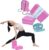 High Density Yoga Blocks 2 Pack with 11 Loops Stretch Band, 350g Non-Slip Foam Exercise Bricks for Pilates & Dance, Pink Gym Accessories with Carry Bag for Flexibility, Balance & Rehab Training