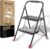 Foldable Step Ladder Stool – 2-Stepping Extension Tall Heavy Duty with Handrails, 800Lbs Capacity for Home Adults Kitchen, Closet Indoor House Extendable Stepstool Stair Ladders