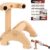 Wooden Push Up Bars, 2 PCS Solid Beech Wooden Parallettes with Embedded Non-slip Feet & Training Poster for Floor, Push Up Stands for Men Strength Training, Planks, Calisthenics & Home Gym Workout