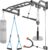 SELEWARE 48” Heavy Duty Pull Up Bar Wall Mount Multi-function Chin up Bar with Home Gym Cable Pulley System LAT Pulldown Workout Attachments Heavy Bag Hanger