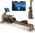 Water Rowing Machines for Home, Rower Machine with 12 Propellers & 28L Large Water Tank, 6-Level Resistance, with Multifunctional Display and Adjustable Stand, Max Load 330LBS