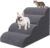 4 Step Pet Stairs Ramp for High Beds Sofas 18-24 Inch with Sturdy Non Slip Waterproof Pads, Machine Washable Cover Indoor Balanced Design for Cats Dogs Small Medium Large XL Pets Grey
