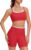 OMKAGI Workout Sets for Women Cute Doubel Layer Open Back Sports Bras Gym Shorts Outfits
