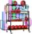 EasyCom Home Gym Storage, 4 Tier Large Capacity Rack for Dumbbells Kettlebells Foam Roller, Yoga Mat Strap and Resistance Bands, Exercise/Workout Equipment Storage Gym Organizer With Hooks and Wheels