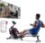 Sunny Health & Fitness Flip & Foldable Rowing Machine for Home w/Extended Slide Rail, Full-Body Workout, Low-Impact, Optional Extra Long Rail, Quiet Rail Cover, Water Motion and Free SunnyFit App