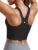 PINSPARK Women Sports Bra High Neck Racerback Workout Crop Tank Top Longline Padded Yoga Tops with Built in Pads