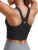 PINSPARK Women Sports Bra High Neck Racerback Workout Crop Tank Top Longline Padded Yoga Tops with Built in Pads