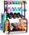 600LBS Dumbbell Rack Weight Stand – Upgraded 4-Tier Adjustable Weight Rack for Dumbbells, Home Gym Storage Rack for Yoga Mat Foam Kettlebells, Workout Equipment Storage Organizer With Wheels and Hooks
