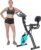Exercise Bike, Folding Exercise Bike for 330LB Capacity, Fitness Upright and Recumbent X-Bike with 10-Level Adjustable Resistance, Back Support Cushion for Home Gym Workout