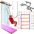 Deluxe Doorway Gym for Kids, 6 Piece Indoor Sensory Swing Set Playground + Pull Up Bar, Swing Seat, Climbing Cargo Net, 2X Gymnastics Trapeze Rings, Rope Ladder, 300 lbs Capacity