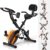 Folding Exercise Bike, SLUNSE 5 IN 1 Foldable Stationary Bike for Home, Indoor Cycling Bike with 16 Level Adjustable Magnetic Resistance, 350LBS Weight Capacity, Soft Seat Backrest For Fitness Workout