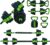 Adjustable Dumbbell Set, 30/44/66/88Lbs Free Weight Set with Connector, 4 In1 Dumbbells Set Used As Barbell, Kettlebells, Push Up Stand,Green and Black