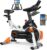 pooboo Exercise Bike, Adjustable Magnetic Resistance Stationary Bikes for Home with App Compatible, 350LB Weight Capacity Indoor Cycling Bike with Large Seat, Dumbbell Rack, Pull Cords & LCD Display,Low Noise Indoor Spin Bike for Home Gym