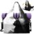 Black Cat Print Gym Bag with Shoe Compartment Large Capacity Duffle Bags Portable Lightweight Gym Bag with Wet Pocket Water Resistant Yoga Mat Holder Duffel Bags Swimming Yoga Workout