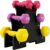 Fitvids Set of 2 Neoprene Dumbbell Hand Weights, Anti-Slip, Anti-roll, Hex Shape Colorful (Set with Rack: 20-Pound, 3 Pairs)