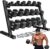 Dumbbell Sets with Rack, Rubber Hex Dumbbells, 160/220/280/360/450/550LBS, Hand Weights with Chrome Handle for Strength Training