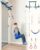 Gym1 Indoor Doorway Gym for Kids & Adults – 4-Piece, Blue – Swing Set with Sensory Swing, Pull Up Bar & Grip Rings, Agility Ladder – 300 lb Capacity