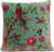 Velvet Floral Flower Bird Throw Pillow Sofa Cushion Cover Case Couch Colorful Boho Chic Bohemian Accent Indian Handmade (Green, 20″ x 20″)